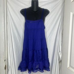 Blue Lace Trim Dress